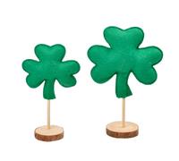 Geavonyg 2pcs Patricks Day Fabric Ornements De Feuille Feuille Base en Bois Signe des Chemises