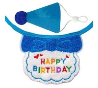 Geavonyg 2pcs Pet Anniversaire Ensemble Belle Bib Réglable Et Chapeau d'anniversaire pour Les Chats Et Les Chiens Soft Confort