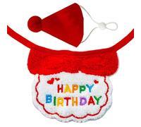 Geavonyg 2pcs Pet Anniversaire Ensemble Belle Bib Réglable Et Chapeau d'anniversaire pour Les Chats Et Les Chiens Soft Confort