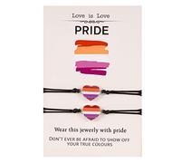 Geavonyg 2Pieces De Charme Coeur À Cordes Noires pour Couple Rainbow Color Charme Corde De Cire Amitié Adaptable