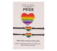 Geavonyg 2Pieces De Charme Coeur À Cordes Noires pour Couple Rainbow Color Charme Corde De Cire Amitié Adaptable