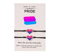 Geavonyg 2Pieces De Charme Coeur À Cordes Noires pour Couple Rainbow Color Charme Corde De Cire Amitié Adaptable