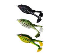 Geavonyg 3 Pièces Leurres De Pêche Grenouilles Topwater Crankbaits Appâts Flottants Souples avec Crochet Artificiel Facile À Utiliser Double Hélice Silicone Souple