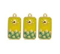 Geavonyg 3pcs Élégant Pendentif De Collier Tournesols en Acier Plaqué Or pour Les Femmes avec Carte Tarot Émaillée Et Collier en Acier À Breloque Étoile Croissants