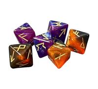 Geavonyg 6pcs Runes Mystiques Dices Acryliques À 8 Tonaux Polyédriques Assortis pour Les Dés Polyédriques en Acrylique À Roulement Lisse