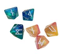 Geavonyg 6pcs Runes Mystiques Dices Acryliques À 8 Tonaux Polyédriques Assortis pour Les Dés Polyédriques en Acrylique À Roulement Lisse
