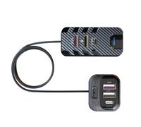 Geavonyg Adaptateur De Chargement USB Voiture À Ports Multiples avec Câble D'extension 150 Cm 4 A Et 2 C Rapide pour Appareils Mobiles Chargeur Voiture À Long Cordon