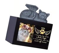 Geavonyg Boîte À Cendres d'animaux en Résine Photo De Chats Souvenirs Personnalisés Souvenirs Funéraires pour Propriétaires en Deuil Chats Et Chiens