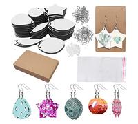 Geavonyg Boucles d'oreilles Vierges par Sublimation 50 Pièces 5 Formes avec Crochet De Boucle 'Oreille Anneau Saut Porte-Bouchon 'Oreille Carte pour Bijoux Noël Bricolage Panneau