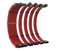 Geavonyg Câble Répartiteur De Carte Mère Fil D'extension d'alimentation Fil Câble Répartiteur Cordon en Nylon Tressé 24 Broches Double PCIE 6 + 2 Double 4 + 4