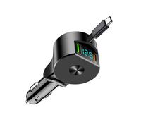 Geavonyg Chargement De Voiture Portable avec Cordon Extensible PD30W Large Tension Rapide 12V-24V Compatibilité pour Téléphones Smartphones Tablettes