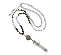 Geavonyg Collier À Lanière Rétractable En Pierre Naturelle Perles Porte-clés Porte-lunettes Collier Avec Bobine Pour Femmes