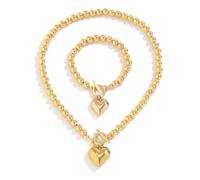 Geavonyg Collier De Pendentif Coeur Élégant Et Combinaison De Bijoux Fait À La Main