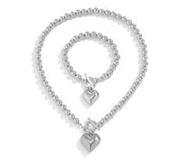 Geavonyg Collier De Pendentif Coeur Élégant Et Combinaison De Bijoux Fait À La Main