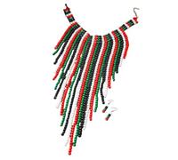 Geavonyg Collier De Perles Fait À La Main Ensemble Boucles D'oreilles Glands Bijoux À La Mode Pendentif Boucles D'oreilles Adaptées Femmes Collier Plage