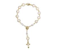 Geavonyg Crucifix Crucifix Chain De Doigt Rosaire Baptême Rose Blanc pour Les Faveurs Bébé Baby-Fille pour Bébé