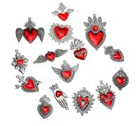 Geavonyg Ensemble De 15 Perles Breloque Cœur Punk Accessoires Gothiques Pendentif en Alliage pour Bijoux À Bricoler Soi-même Cœur en Alliage