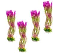 Geavonyg Ensemble De 4 Vertes Artificielles Réalistes avec Base pour Aquariums Bureau À Domicile Accessoires Paysage sous-Marin D'aquarium