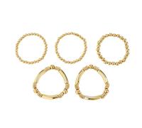 Geavonyg Ensemble De 5 Bracelets Perles en Alliage Longueur Réglable pour Femmes Argent Or Bijoux À La Mode Accessoires Mariage Chaîne À Main en Perles Hypoallergéniques