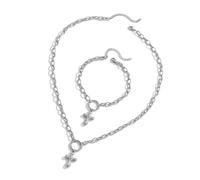 Geavonyg Ensemble De Bijoux En Acier Inoxydable Créatif Avec Croix Pendentif Collier Solide Et Élégant Accessoire Et Pour Femmes