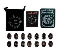 Geavonyg Ensemble De Pierres Gravées sur Bois Oracles Divinations Nordiques Sorcellerie avec Boîte Transport Ensemble Pierres Voyage Runes Gravées