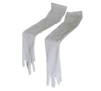 Geavonyg Gants Blancs De Mariage Costume Fête D'opéra Concert Blanc Pour Mariée Et Demoiselles D'honneur Longue Mariée Avec Perles