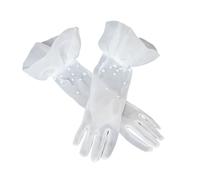 Geavonyg Gants Élégants Perles Doigt Complet Pour Bals De Fin D'année Concert Soirée Banquet Accessoire Long Pour Mariée Et Demoiselles D'honneur Garniture En Dentelle Perlée Faite À La Main