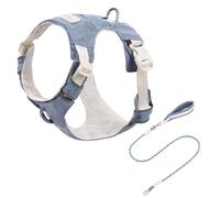 Geavonyg Harnais Confortable pour Chien avec Boucles À Dégagement Rapide Sangle De Poitrine Réfléchissante Sécurité Activités Plein Air Ensemble Laisses en Nylon Gilet Chien