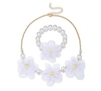 Geavonyg Imitation Perles Collier Fleur Bijoux De Bijoux Adjustable Chaîne Présente Pour L'amant De Mode Imitation Des Perles Et Ensemble