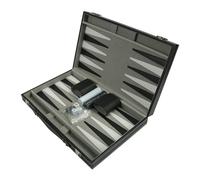 Geavonyg Jeu D'échecs Backgammons Ensemble Étui en Cuir Portable Voyage Stratégie Backgammons Ensemble pour Adultes Jeu Étui en Cuir