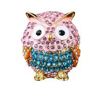 Geavonyg Owl Decoration Metal Jewelry Organizers Multiple Compartment Decorative Box for Rings Displays Rhinestones Owl Jewelry Box