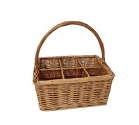 Geavonyg Panier De Pique-Nique en Osier Élégant avec Poignée Pliante Panier Capacité pour Voyage Camping Pique-Nique en Plein Air Porte-Boissons