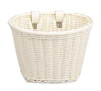 Geavonyg Panier De Vélo Tissé À La Main en Rotin pour Guidon Garçons Et Filles Osier avec Sangles Cuir Paniers Tissés À La Main