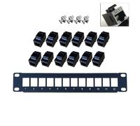 Geavonyg Panneau De Brassage De Coupleur CAT6 RJ45 À 12 Ports avec Barre Arrière Ou en Rack pour Câblage CAT6 UTP STP