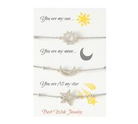 Geavonyg pour Sun Moon Star Friendsh Matching Bracelets Relation De Distance Les Amis Lui Sa Mère Fille Ajusté Les Femmes Hommes