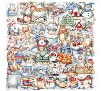 Geavonyg PVC Christmas Party Stickers Pack of 50 Waterproof Decorative Decals for Electronics DIY Christmas Decoration