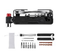 Geavonyg Réparation De Vélo Multifonctionnelle 15 en 1 avec Clés À Cliquet À Double Sens Et Bandes Pneus pour L'entretien du Cyclisme Kit Réparation Crevaison Vélo en Acier Carbone