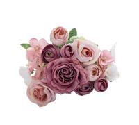 Geavonyg Silk Rose Bouquet Fleurs Artificielles 7 pour La Pièce Maîtresse De Mariage Décor Table d'accueil À Faible Entretien Décoration Fête Fête des