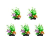 Geavonyg Simulation Artificial Water Plant with Base Life Like Fishtanks PVC Grass for Aquariums Underwater Landscape Plant 5PCS Aquariums Decors