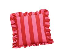 Geavonyg Taie d'oreiller Carrée Élégante avec Bordure À Volants Et Rayé Housse De Coussin pour La Maison Canapé Chambre Coucher Décors De Canapé Taie d'oreiller Rayures Coréennes