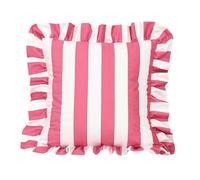 Geavonyg Taie d'oreiller Carrée Élégante avec Bordure À Volants Et Rayé Housse De Coussin pour La Maison Canapé Chambre Coucher Décors De Canapé Taie d'oreiller Rayures Coréennes