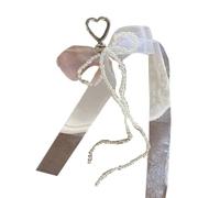 Geavonyg TRENDY PEARL BOWKNOT COEUR CLIGS SANS LA MODE PEARL BOWKNOT KEYCHAIN ORNAMINE PROSIBLE DÉLICATIV