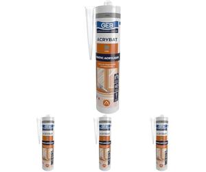 GEB ACRYBAT mastic acrylique à base d'eau pour l'étanchéité entre maçonnerie et menuiserie. Adhère sur le béton, ciment, bois, métal… Peut se peindre. Sans odeur, séchage rapide - 310ml - Gris