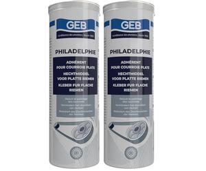 GEB Adhérent pour courroie Philadelphie. Nourrit, assouplit et imperméabilise tous types de courroies plates - 450g (Lot de 2)