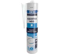 GEB AQUATEX NEO Mastic sanitaire lissage facile, multi-supports. Adhère sur surfaces sèches ou humides, 280ml, Blanc