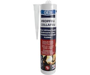 GEB Collafeu - Colle Réfractaire 1100°C pour Poêle à Bois, Insert, Cheminée, Four & Chaudière - Fixation Briques, Tresses, Gaines, Manchons & Joints - Cartouche 310ml