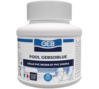 GEB Colle PVC spécial piscine jaccuzzi irrigation Gebsoblue 125ml pour assembler canalisations et raccords en PVC. Sans THF