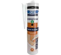 GEB GEBSICONE S Mastic silicone acétique haute élasticité pour étanchéité, calfeutrement et collage technique. Haute résistance et haute adhérence - 310ml - Noir