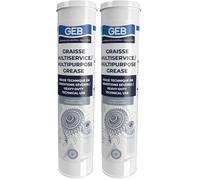 GEB Graisse multiservice. Graissage Techniques d'organes Soumis à des Conditions sévères de Travail : Hautes températures, Vitesse… - Cartouche 400 g (Lot de 2)