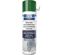 GEB Graisse multiservice. Graissage techniques d'organes soumis à des conditions sévères de travail : Hautes températures, vitesse… - Aérosol 650/500 ml